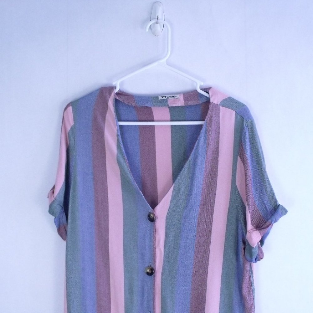 Show Me Your MuMu Striped Mini Dress - Blue, Pink, Green - Picture 4 of 6